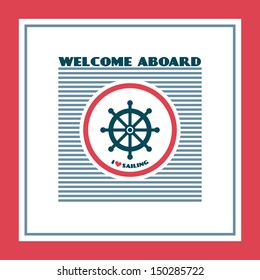Nautical vacation banner with helm