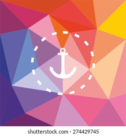 Nautical vector card or invitation with anchor on flat wrapping surface background