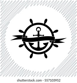 Nautical vector icon - black  illustration