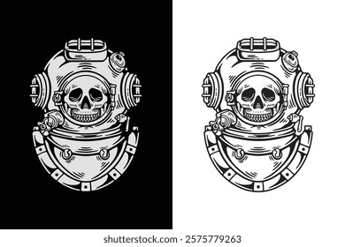 Nautical Vector Illustration Scuba Skull