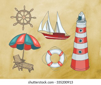 Nautical Vector Illustration Set - Illustration
