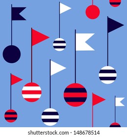 Nautical vector pattern. Design with flags