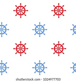 Nautical vector seamless pattern background with wheels. Sea theme