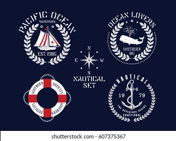 Nautical vector set.Relevant to yachting.marine 