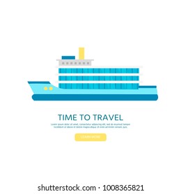 Nautical vehicles: sail boat, ship, vessel, luxury yacht, speedboat. Vector flat  icon isolated on white background.
