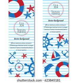 Nautical vertical banners set of sea. Vector illustration