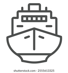 Nautical vessel line icon, marine port concept. Vector graphics. Cruise ship, sea water transport sign on white background, outline style icon for mobile or web design