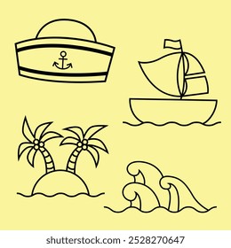 Nautical Vessel Symbols vector  outline