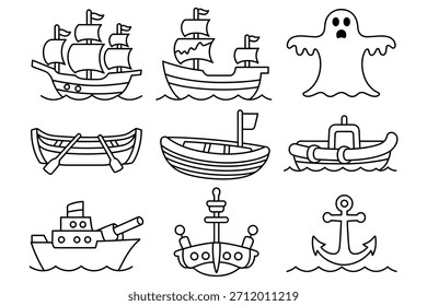 Buques náuticos y velero fantasma espeluznante