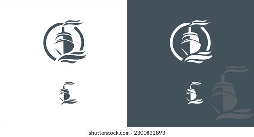 Nautical vintage logo

Ship or Boat logo classic design style with ship-sea-object with ocean waves illustration