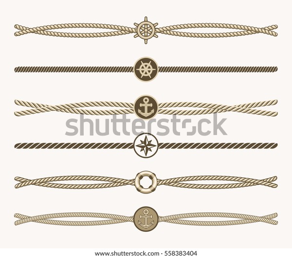 Nautical vintage rope vector dividers.\
Design of border frame\
illustration.