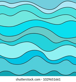 Nautical wallpaper. Pattern with lines and waves. Multicolored texture. Abstract dinamic background. Cold colors. Doodle for design. Art creative. Illustration. Decorative style. Line art creation