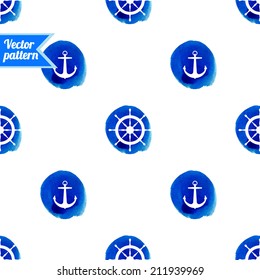 Nautical watercolor pattern for web, print, wallpaper, home decor, textile, wrapping paper, fabric, invitation backgrounds.