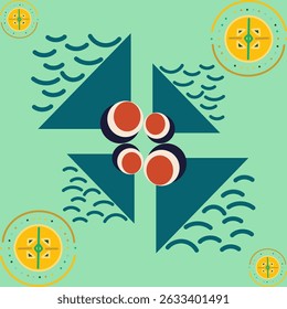 Nautical Waves Seamless Pattern Design  