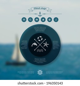 Nautical Website interface template. Vector Minimal Web design. 
