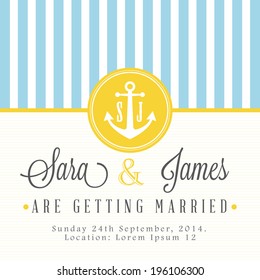 Nautical wedding invitation card