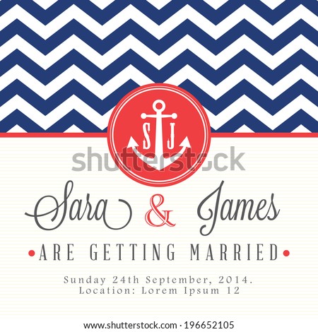 Nautical wedding invitation card