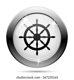 Nautical wheel icon. Internet button on white background. EPS10 vector.
