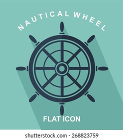 nautical wheel or rudder flat icon