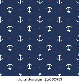 Nautical White And Navy Anchors  Marine Graphic Vector Seamless Pattern Boy Anchor Pattern Wallpaper Marine Navy Background