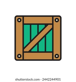 Nautical Wooden Box Icon Vector Illustration