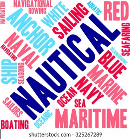 Nautical word cloud on a white background. 