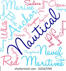 Nautical word cloud on a white background. 