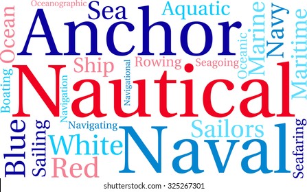 Nautical word cloud on a white background. 