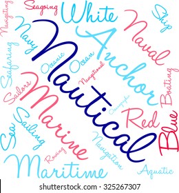 Nautical word cloud on a white background. 