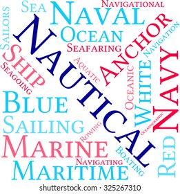 Nautical word cloud on a white background. 