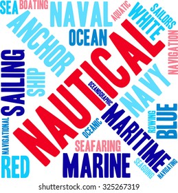 Nautical word cloud on a white background. 