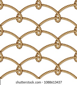 Nautical  yellow rope woven, seamless pattern, background, isolated on white