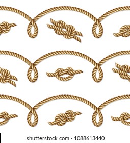 Nautical  yellow rope woven, seamless pattern, background, isolated on white