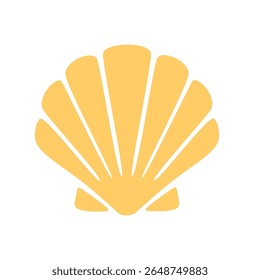 Nautical yellow scallop shell icon in silhouette style. Suitable for ocean themes, beach logos, summer campaigns, or marine decor.