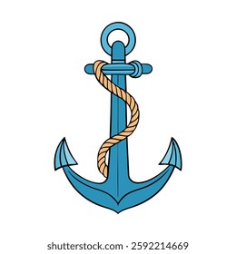 A nautical-themed anchor with a thick rope coiled around its base, symbolizing strength, stability, and the spirit of the sea, perfect for maritime-inspired designs.