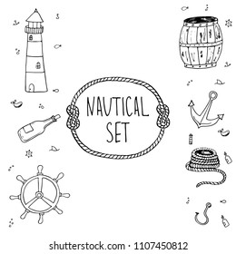  nautikal set an excellent option for printing, accessories, typography, background.