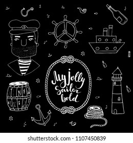  nautikal set an excellent option for printing, accessories, typography, background.