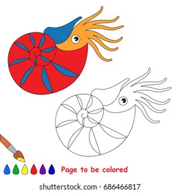 Nautilus to be colored, the coloring book for preschool kids with easy educational gaming level.
