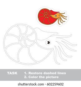Nautilus. Dot to dot educational game for kids.