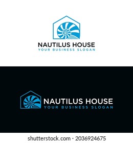 NAUTILUS AND HOUSE LOGO DESIGN VECTOR