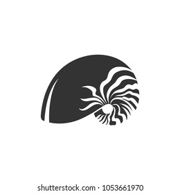 Nautilus icon in black and white. Grayscale animal vector illustration.
