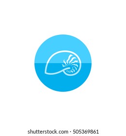 Nautilus icon in flat color circle style. Sea creature mollusk shell
