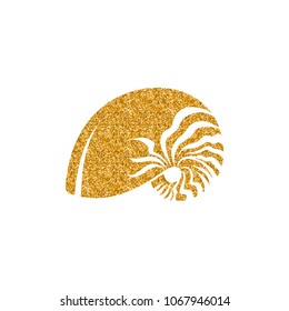 Nautilus icon in gold glitter texture. Sparkle luxury style vector illustration.