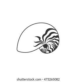 Nautilus icon in single color. Sea creature mollusk shell living fossil
