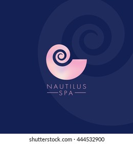 Nautilus Nacre. Spiral. Shell. Spa Logo.