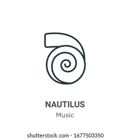 Nautilus outline vector icon. Thin line black nautilus icon, flat vector simple element illustration from editable music concept isolated stroke on white background