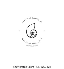 Nautilus Pompilius. Logo template. Outline style. Isolated nautilus shell on white background svg