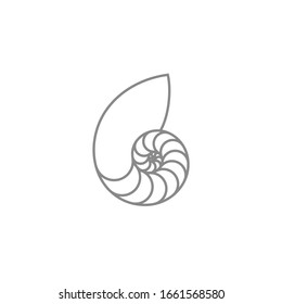 Nautilus Pompilius. Outline style. Isolated nautilus shell on white background. Sea shell svg