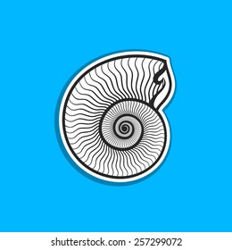nautilus seashell icon outline color vector illustration