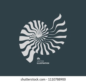 Nautilus shell. Abstract design element. 3D vector illustration. 